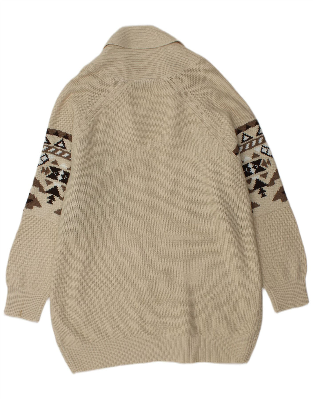 JANINA Suéter tipo cárdigan largo de gran tamaño para mujer EU 48 2XL Beige Fair Isle