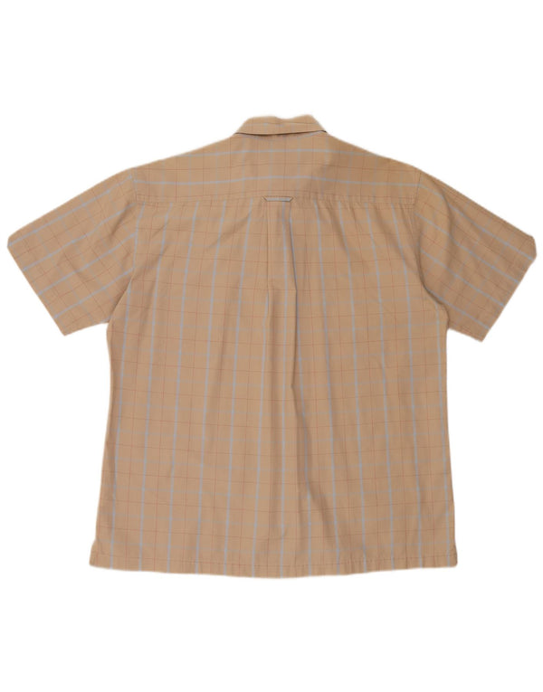 Ben Sherman Camisa de manga corta para hombre con cuadros beige grandes