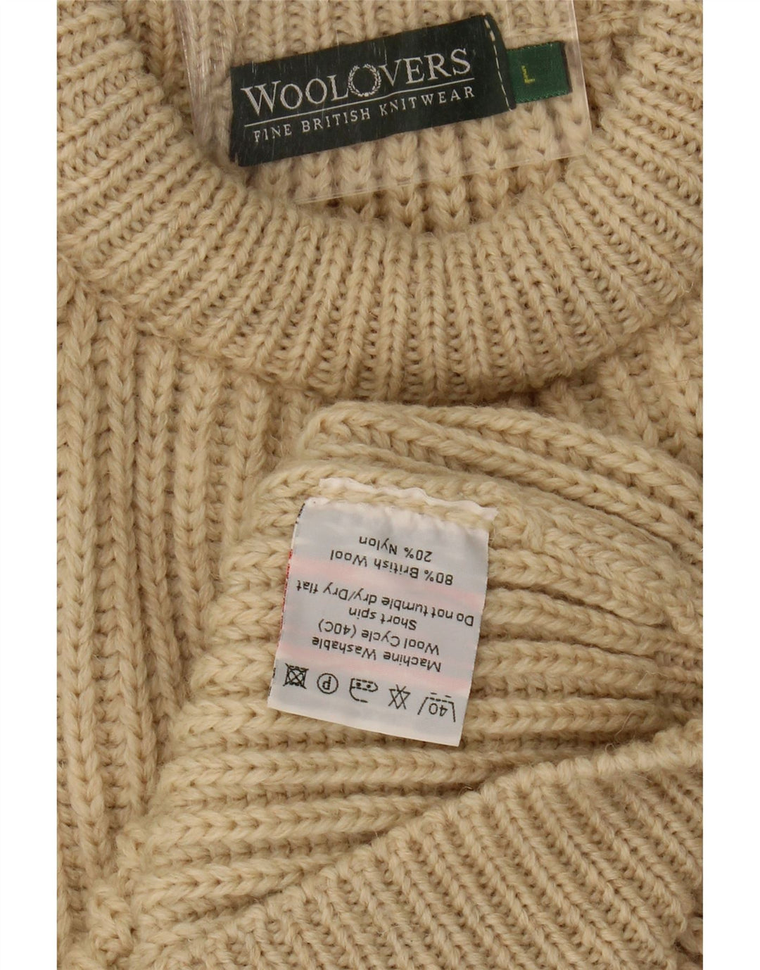 WoolOvers - Jersey de cuello redondo para mujer, talla 40, talla grande, color beige