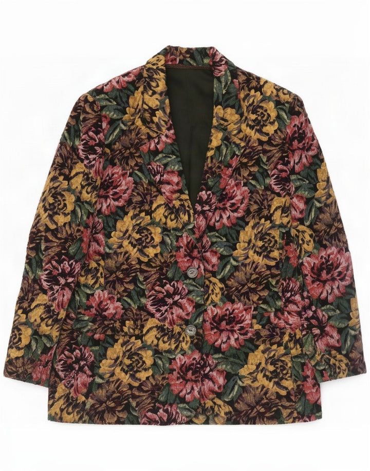Chaqueta tipo blazer vintage de 2 botones para mujer UK 44 Medium Multicolor Floral