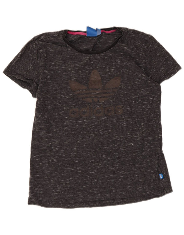 Adidas Camiseta gráfica para mujer Top UK 12 Algodón moteado gris medio