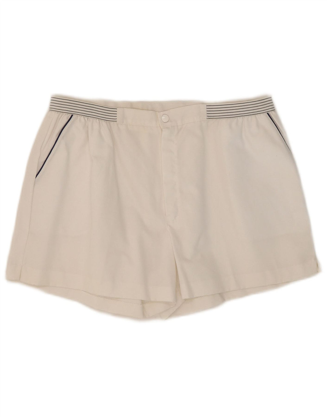 Pantalones cortos casuales vintage para hombre W32 algodón a rayas blanco medio