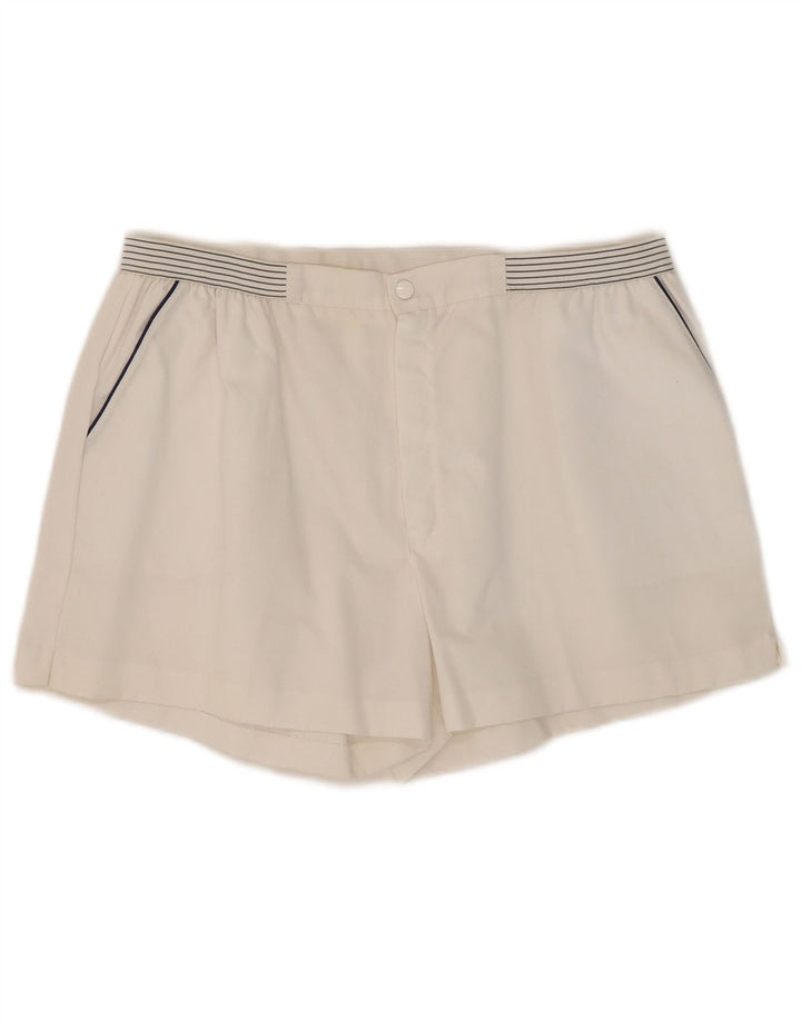 Pantalones cortos casuales vintage para hombre W32 algodón a rayas blanco medio