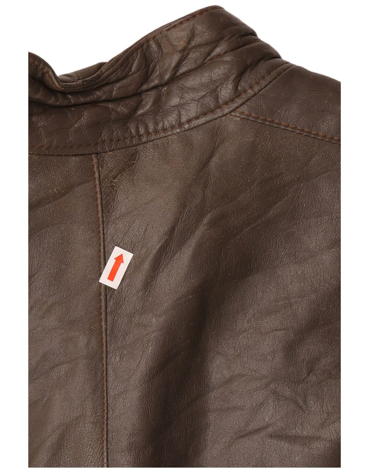 Vintage hombres chaqueta de cuero militar IT 56 3XL cuero gris