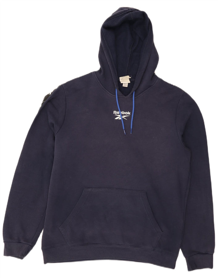 Reebok Sudadera con capucha gráfica para hombre, jersey de algodón azul marino mediano