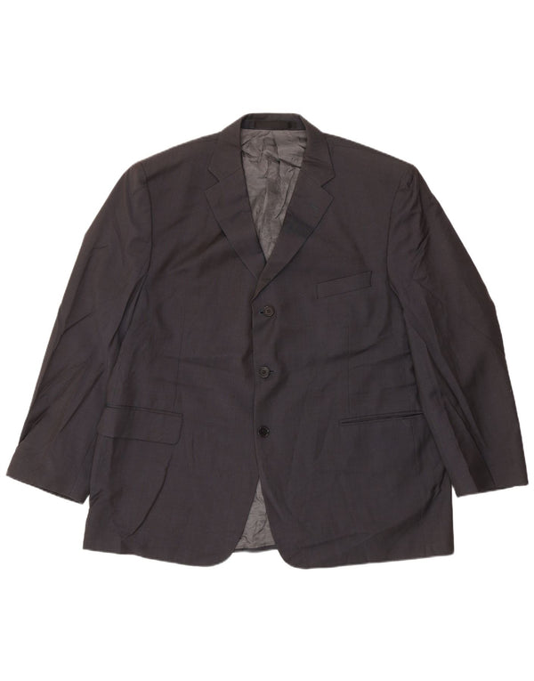 Marks & Spencer Mens 3 Button Blazer Jacket UK 46 3XL Navy Blue Wool