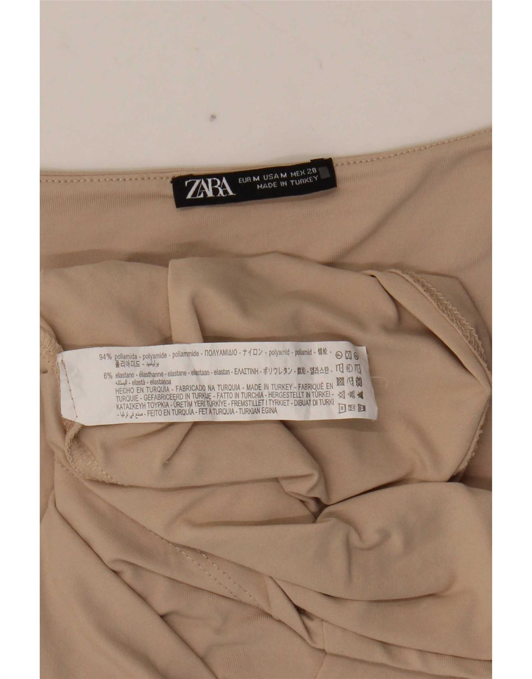 Zara Mujer Chaleco Top UK 42 Medio Beige Poliamida