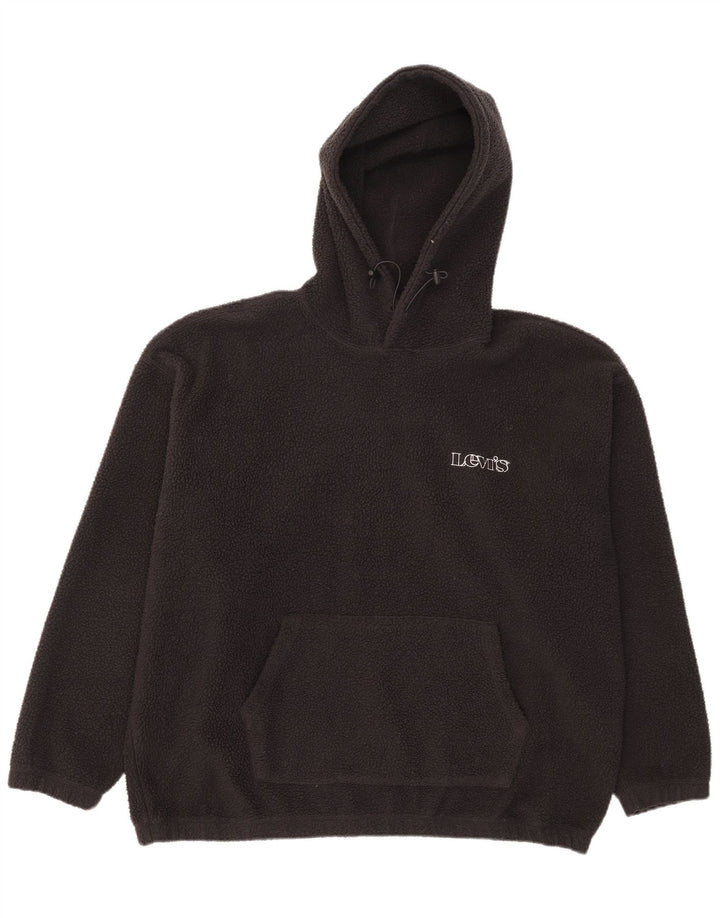 LEVI'S Jersey de forro polar con capucha relajado para hombre, tamaño grande, poliéster negro