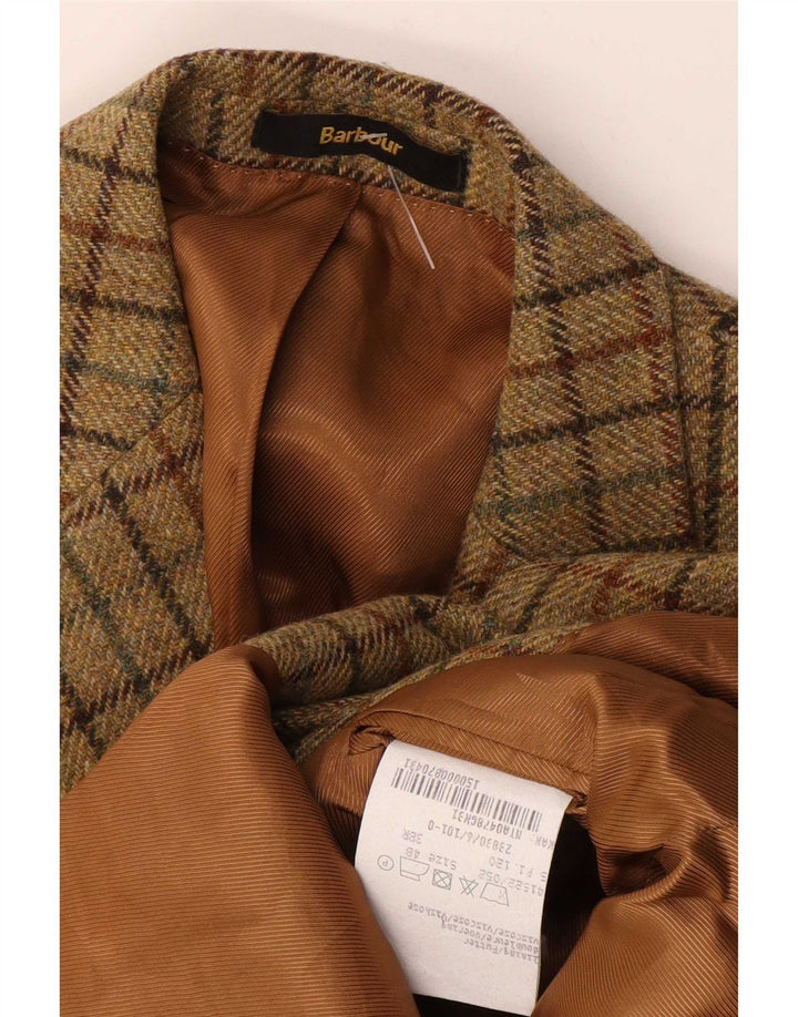 Barbour Chaqueta tipo blazer de 2 botones para hombre EU 48 Mediano Caqui Cuadros Lana nueva