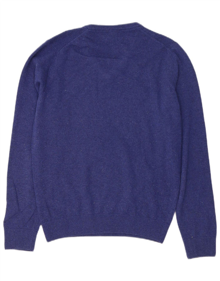 Lacoste Jersey con cuello en V para hombre Talla 2 XS Lana virgen azul