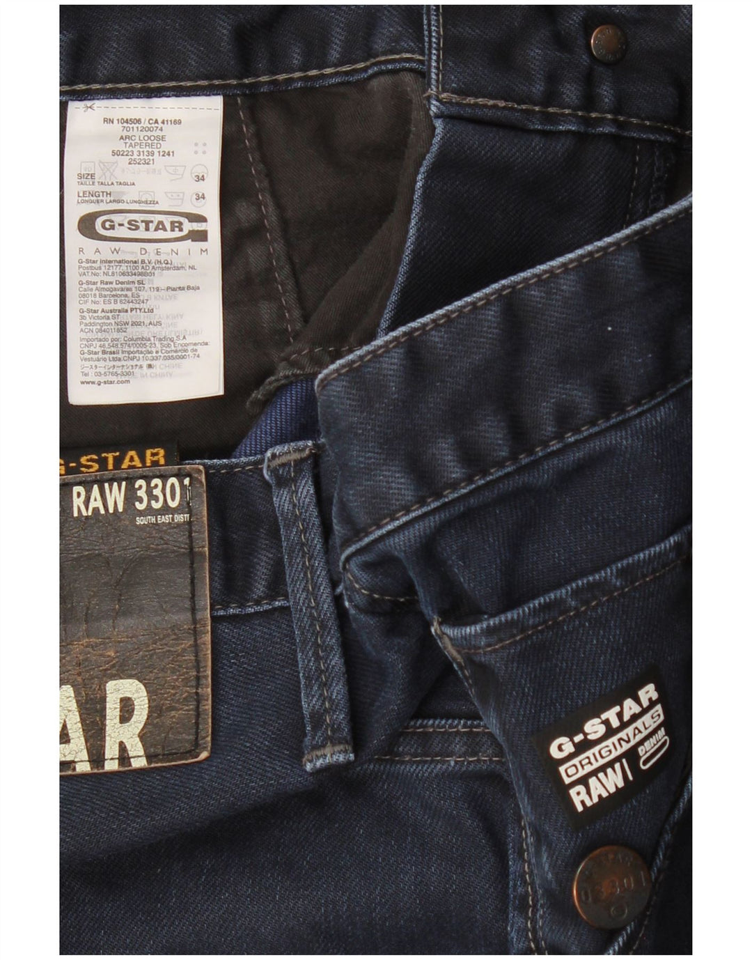 G-STAR Vaqueros cónicos sueltos Arc para hombre W34 L34 Algodón azul marino