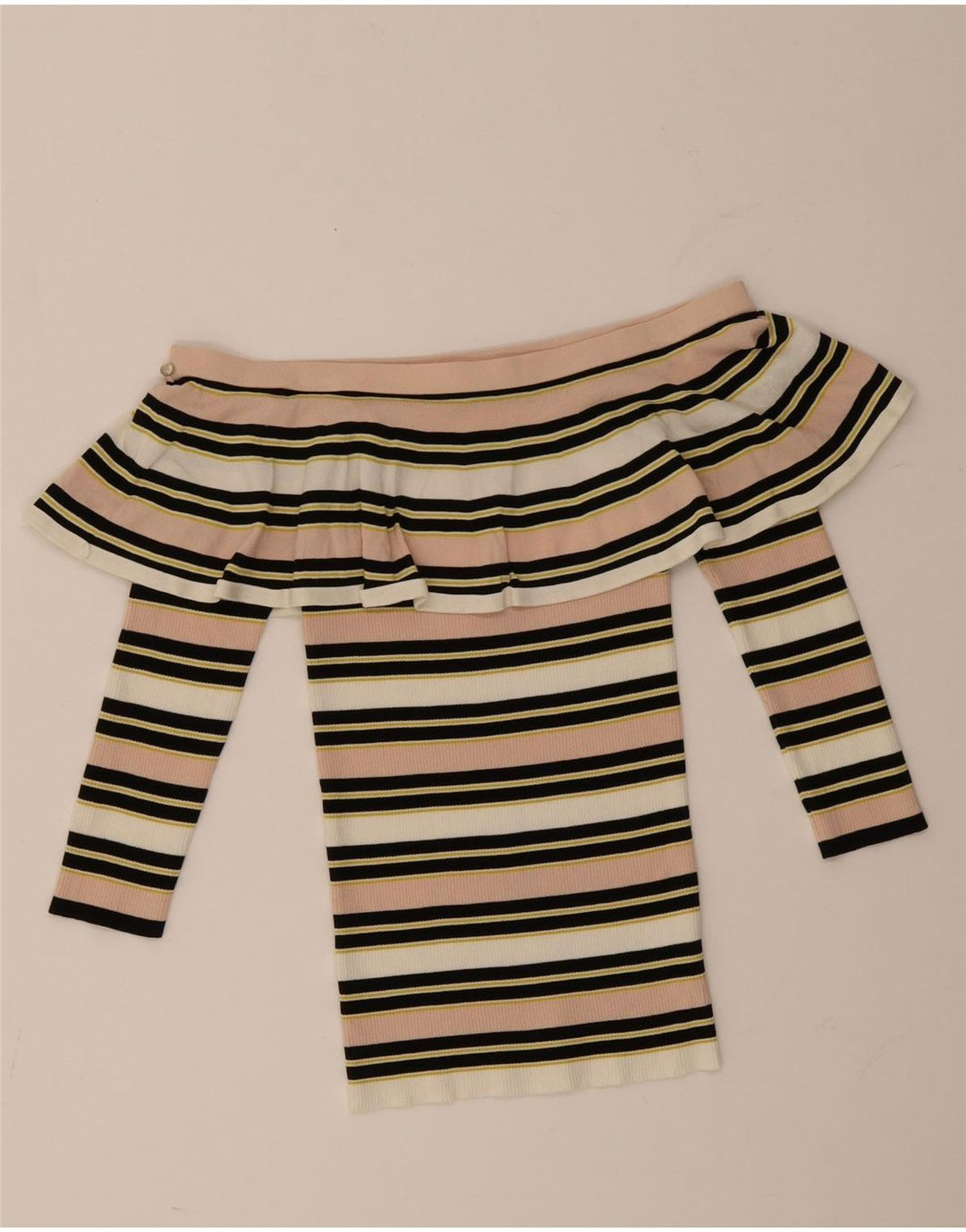 Patrizia Pepe Top con hombros descubiertos para mujer US 2 XS multicolor a rayas