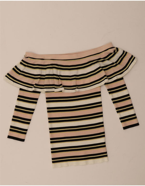 Patrizia Pepe Top con hombros descubiertos para mujer US 2 XS multicolor a rayas