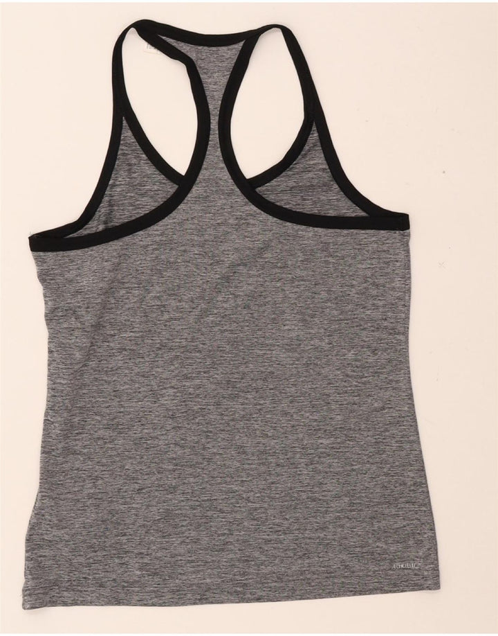 ADIDAS Womens Climalite Graphic Vest Top UK 8/10 Small Grey Polyester Vintage Adidas and Second-Hand Adidas from Messina Hembry 