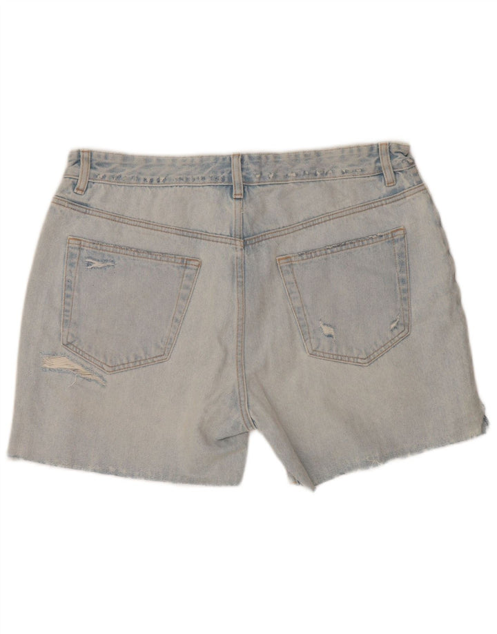 Zara Mujer Pantalones Cortos De Mezclilla Desgastados EU 46 XL W36 Azul