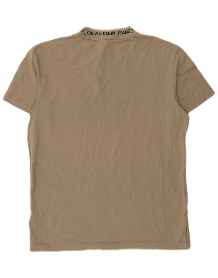 CALVIN KLEIN JEANS Camiseta gráfica para hombre Top Small Khaki Cotton