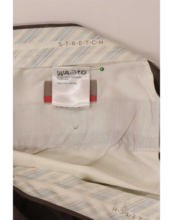 Marks & Spencer Pantalón de traje con pinzas para hombre W36 L31 Poliéster gris