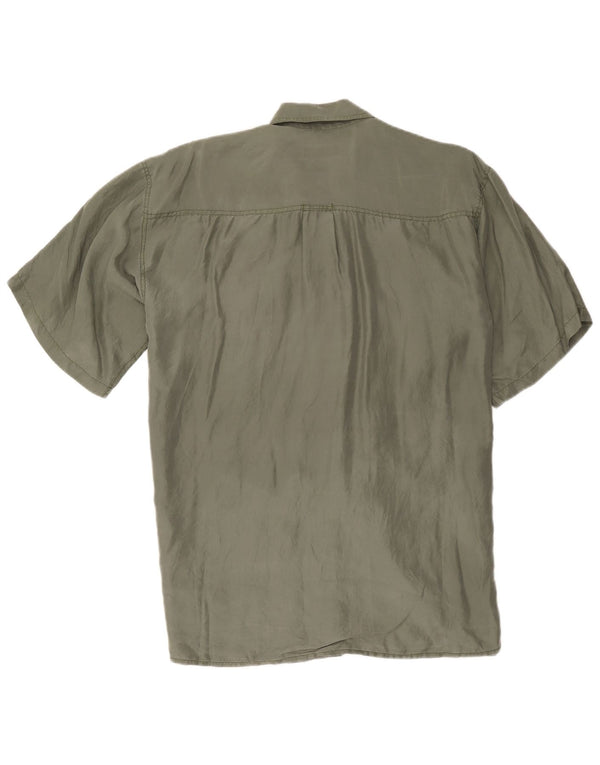 Bogari Hombre Camisa De Manga Corta Seda Caqui Mediana