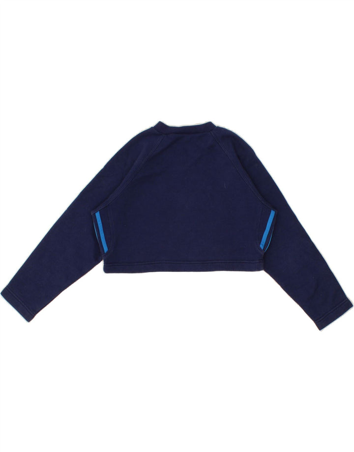 ADIDAS Boys Crop Sweatshirt Jumper 9-10 Years Medium Navy Blue Vintage Adidas and Second-Hand Adidas from Messina Hembry 