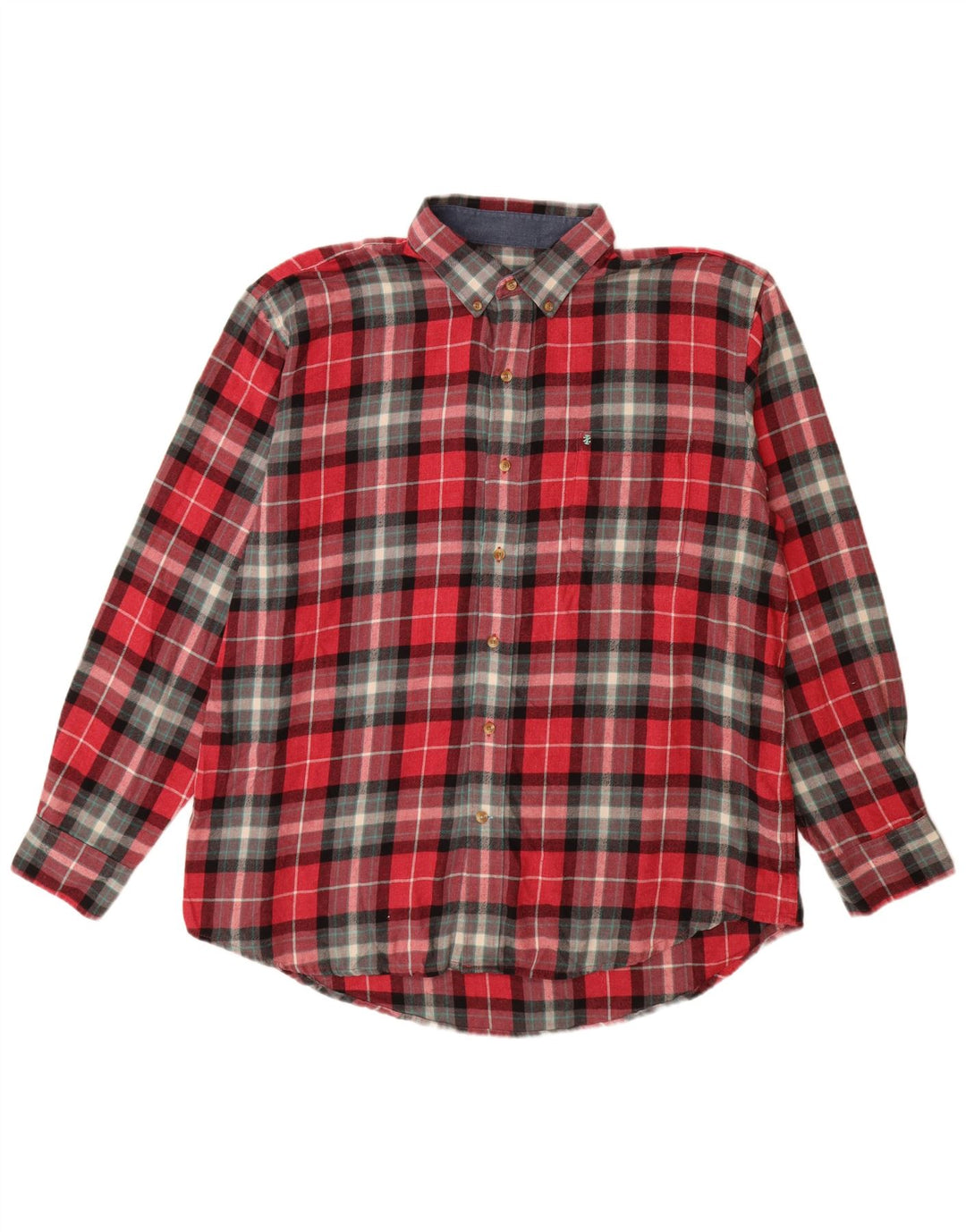 IZOD Camisa de franela para hombre XL Algodón a cuadros rojos