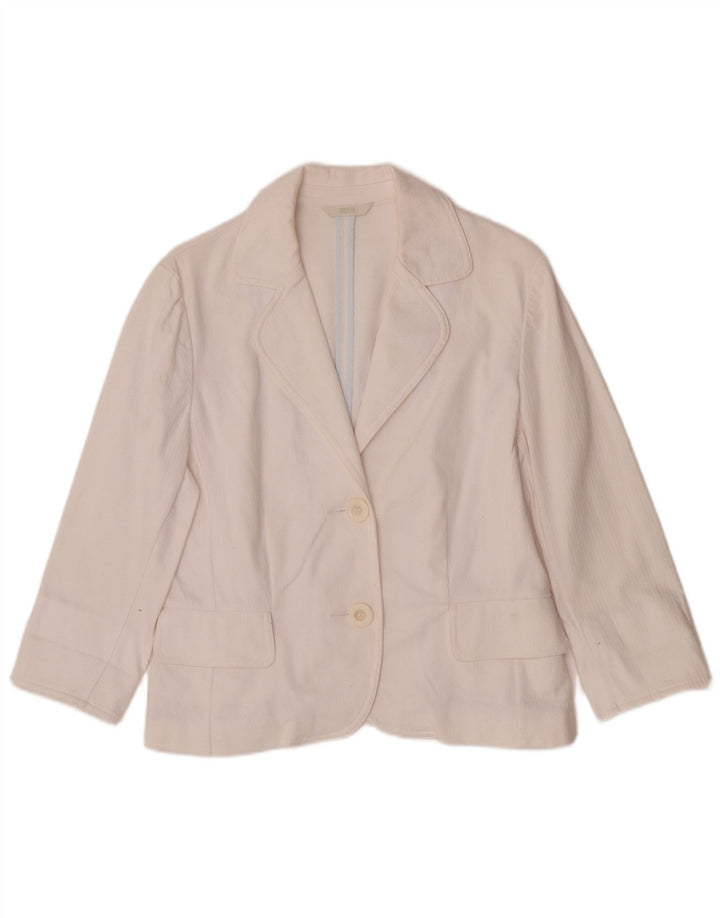 Marks & Spencer Chaqueta tipo blazer con 2 botones y manga 3/4 para mujer UK 40 Medium White
