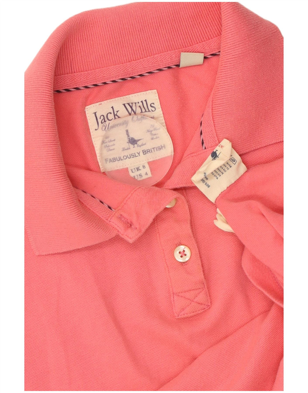 JACK WILLS Polo para mujer UK 8 Small Pink Cotton