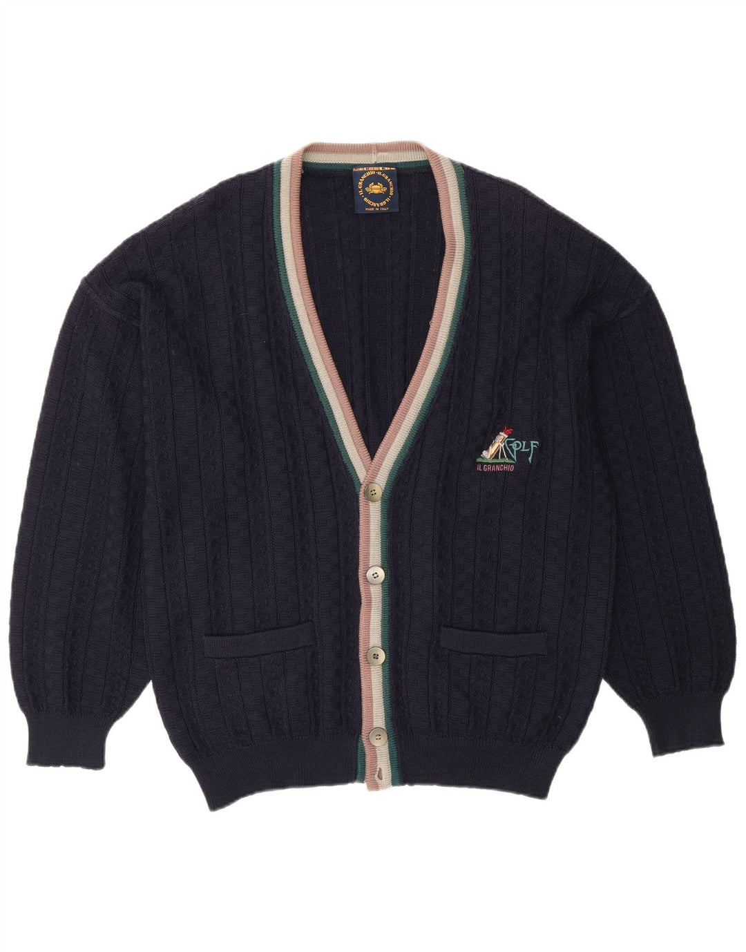 Il Granchio - Cárdigan para hombre, talla grande, azul marino