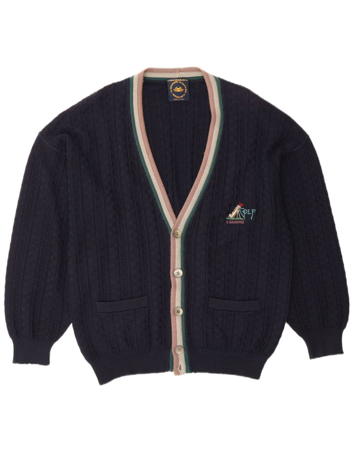 Il Granchio - Cárdigan para hombre, talla grande, azul marino