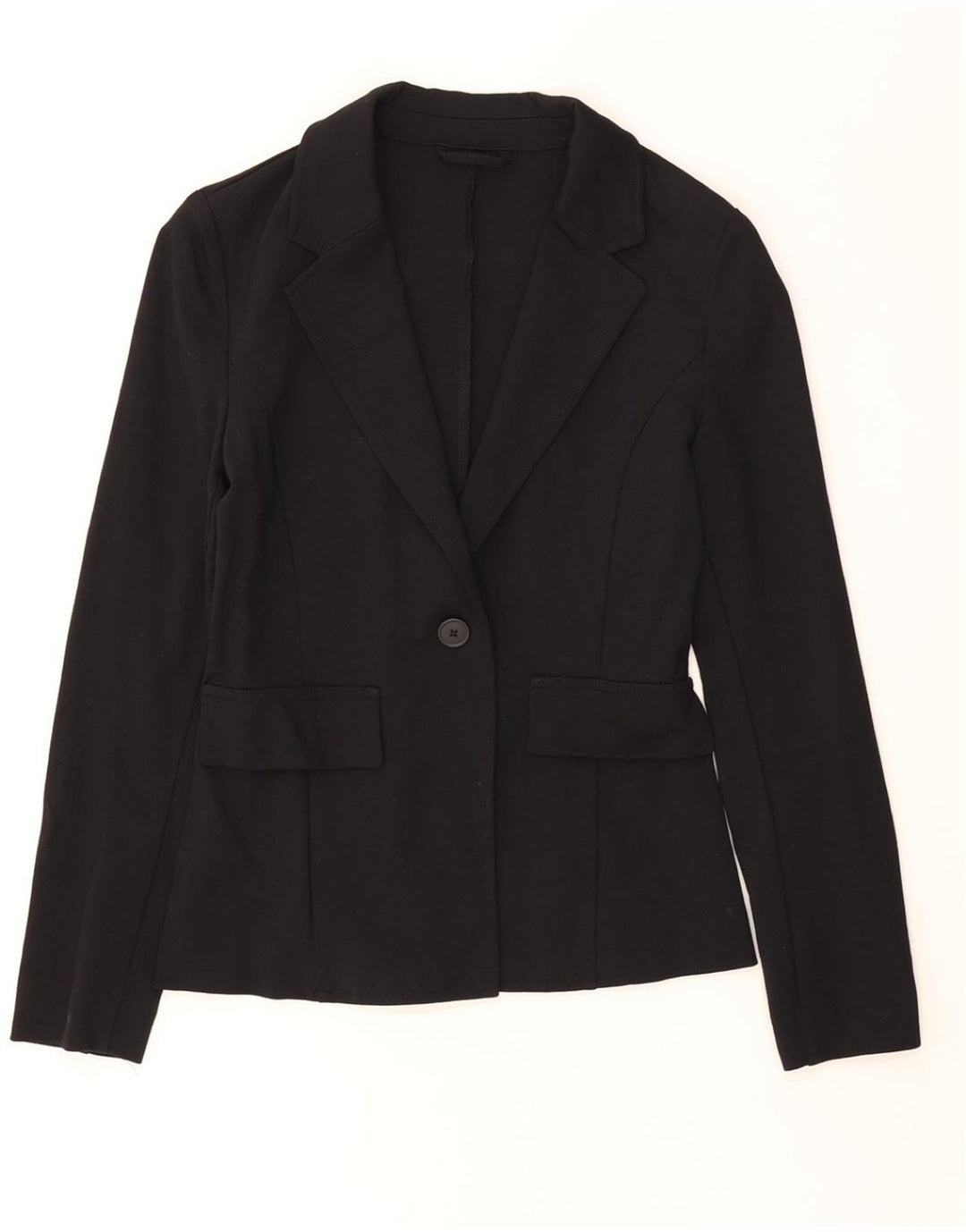 BENETTON Womens 1 Button Blazer Jacket UK 8 Small Black Viscose Vintage Benetton and Second-Hand Benetton from Messina Hembry 