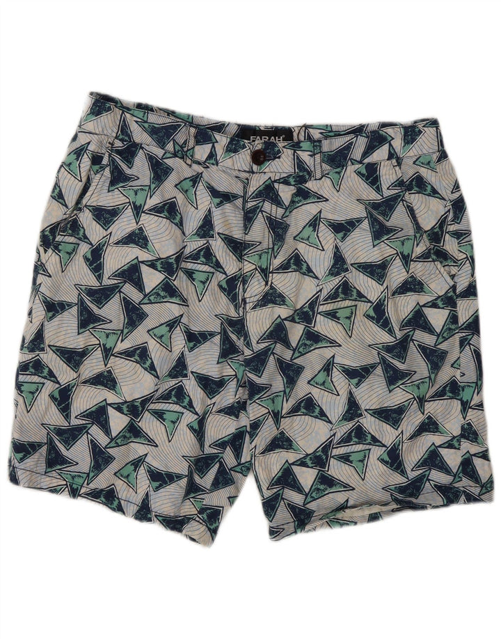 Farah Mens Chino Shorts W32 Algodón Geométrico Multicolor Medio