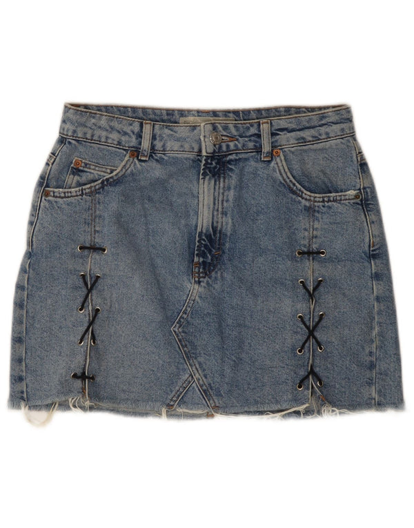 Topshop Minifalda vaquera para mujer UK 10 Small W28 Algodón azul