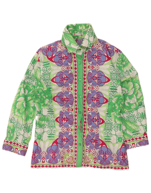 Naracamicie Camisa de manga 3/4 para mujer UK 46 Algodón floral verde grande