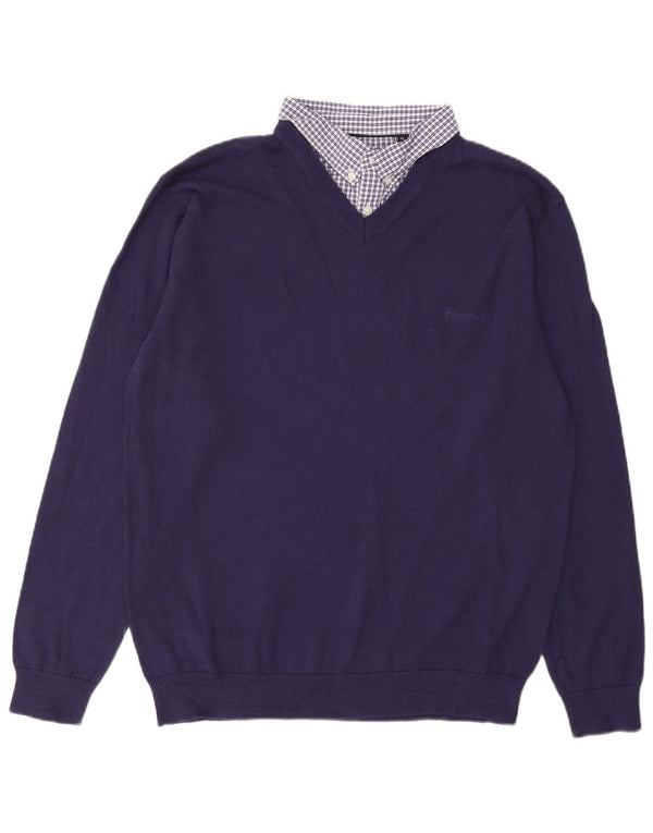 Pierre Cardin Jersey con Cuello en V para Hombre XL Azul Marino Algodón