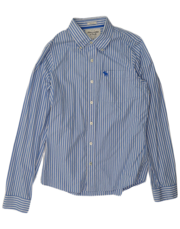 Abercrombie & Fitch Camisa musculosa para hombre Algodón de rayas azules grande