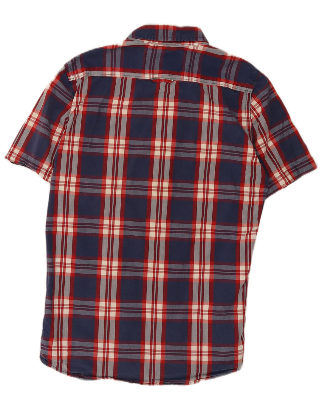 Camisa Superdry Hombre De Manga Corta De Algodón A Cuadros Azul Marino Medio