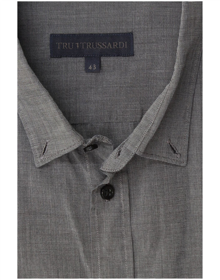 Camisa TRUSSARDI para hombre talla 43 grande gris a rayas