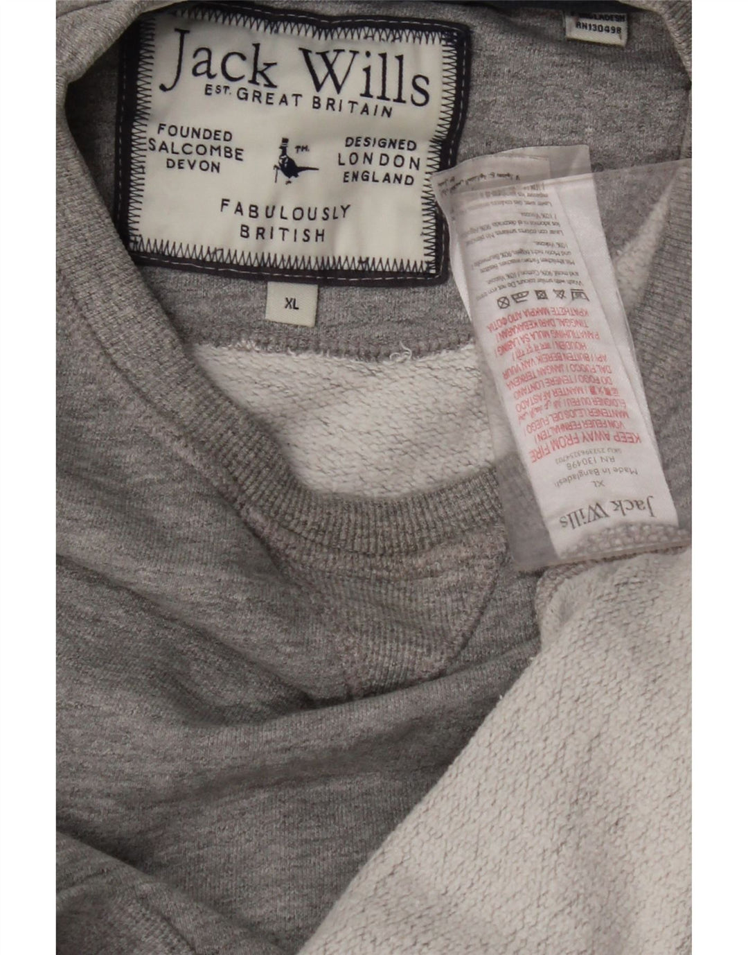 JACK WILLS Sudadera Hombre Jumper XL Gris Rayas Algodón
