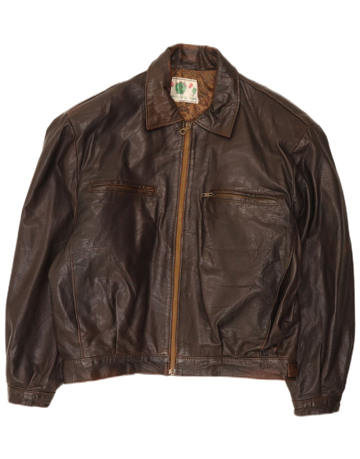 Vintage hombres chaqueta de cuero Reino Unido 40 marrón grande