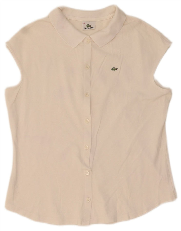 Blusa Lacoste Mujer Manga Corta Talla 44 Grande Blanco