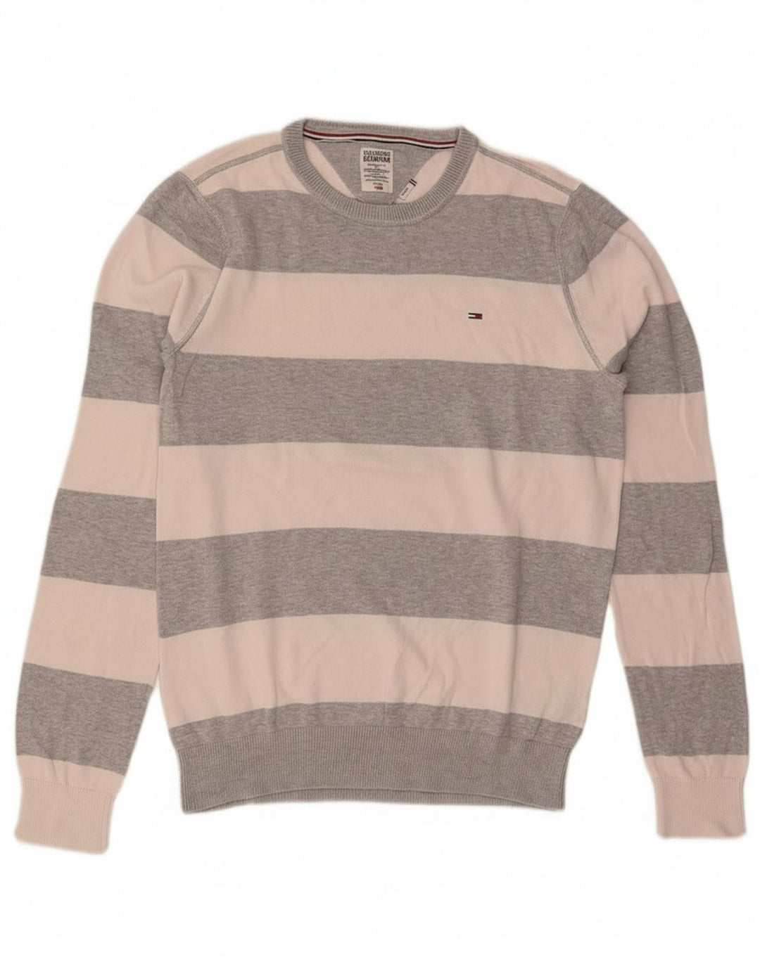Tommy Hilfiger Jersey De Cuello Redondo Para Hombre De Algodón A Rayas Gris Medio