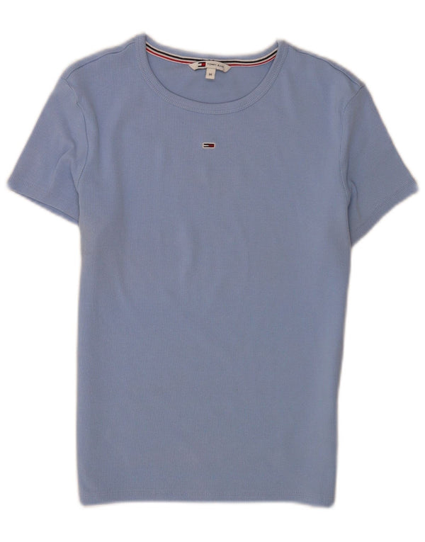 Tommy Hilfiger Camiseta corta para mujer UK 12 Algodón azul medio