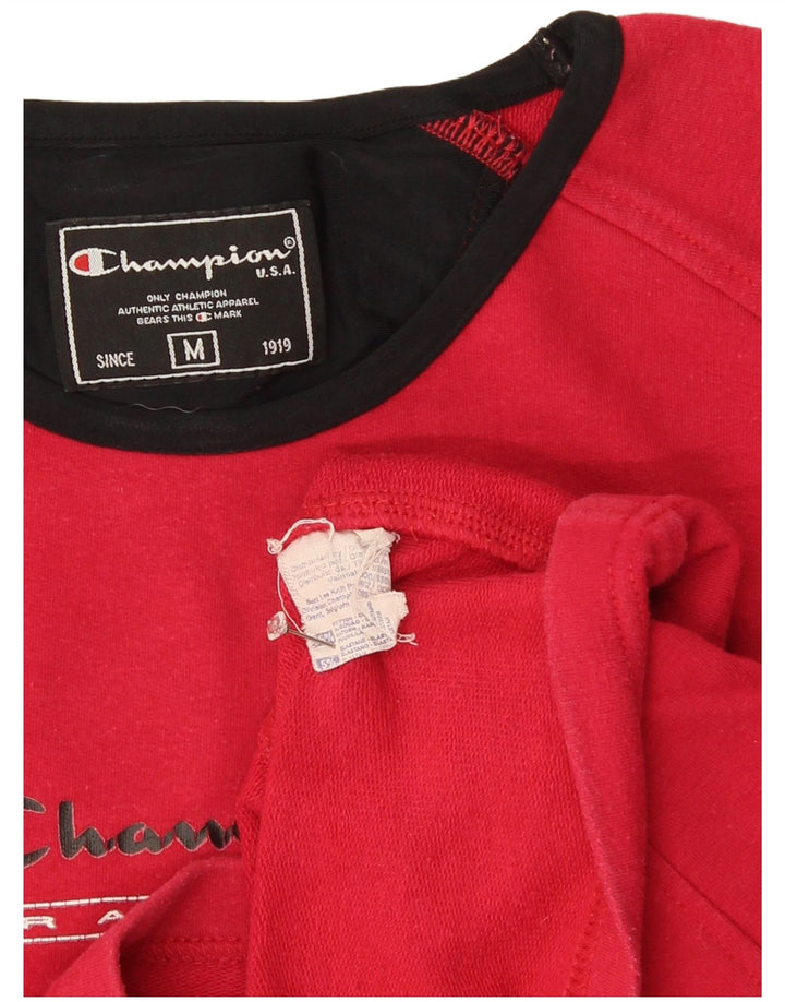Champion Top gráfico para mujer de manga larga UK 12 Medium Red Cotton