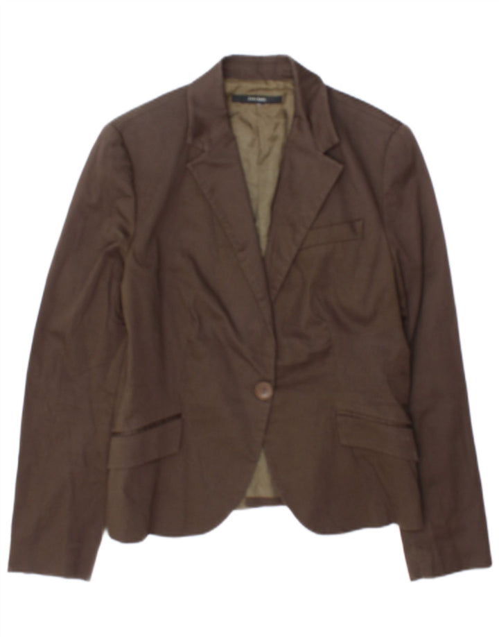 Zara Mujer Chaqueta Blazer De 1 Botón UK 8 Small Marrón