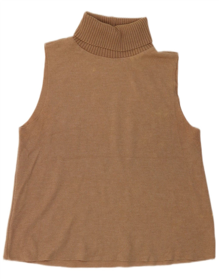 Zara Mujer Chaleco Top Reino Unido 46 Grande Algodón Beige