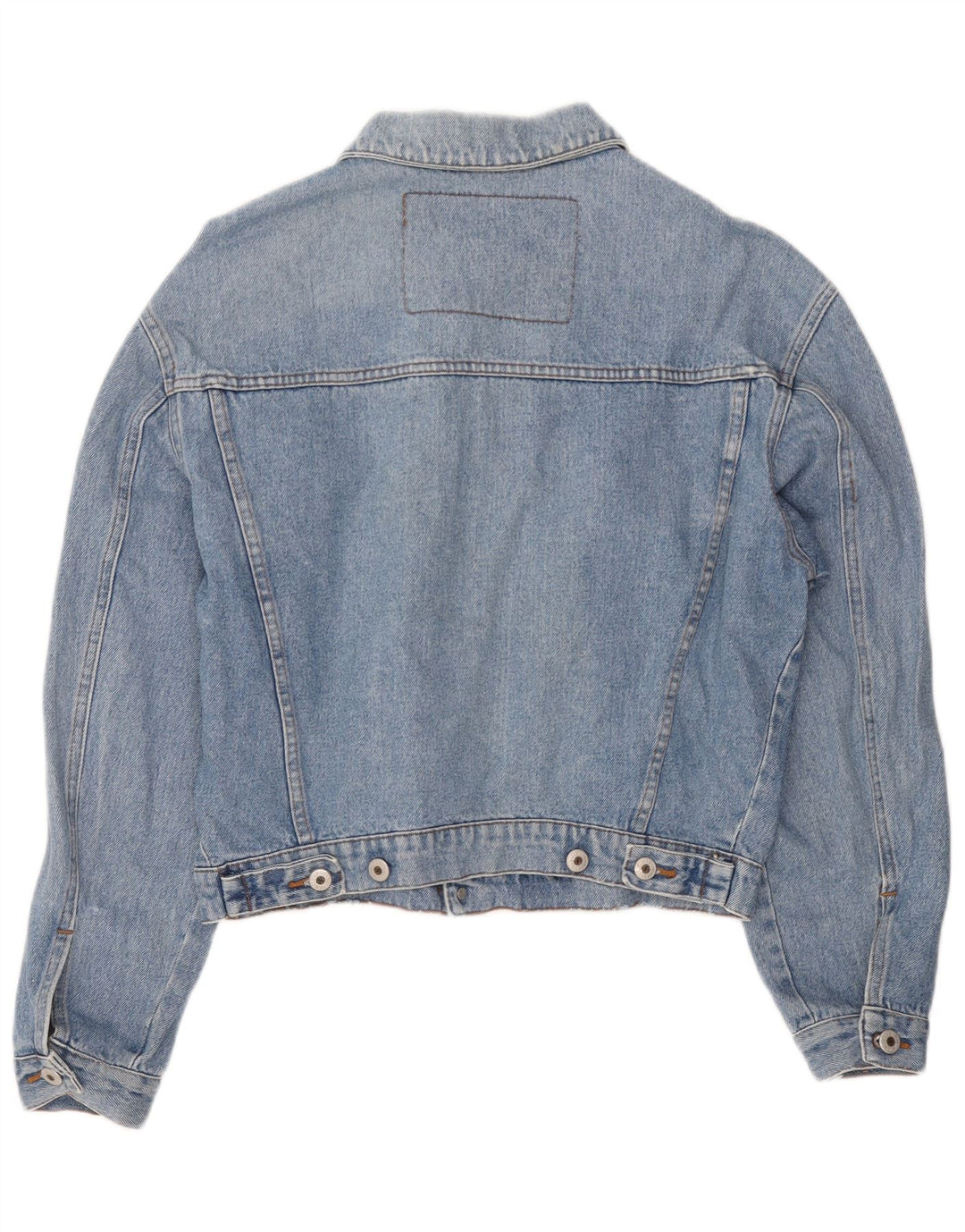 Vintage mujeres suelta ajuste crop denim chaqueta Reino Unido 16 azul grande