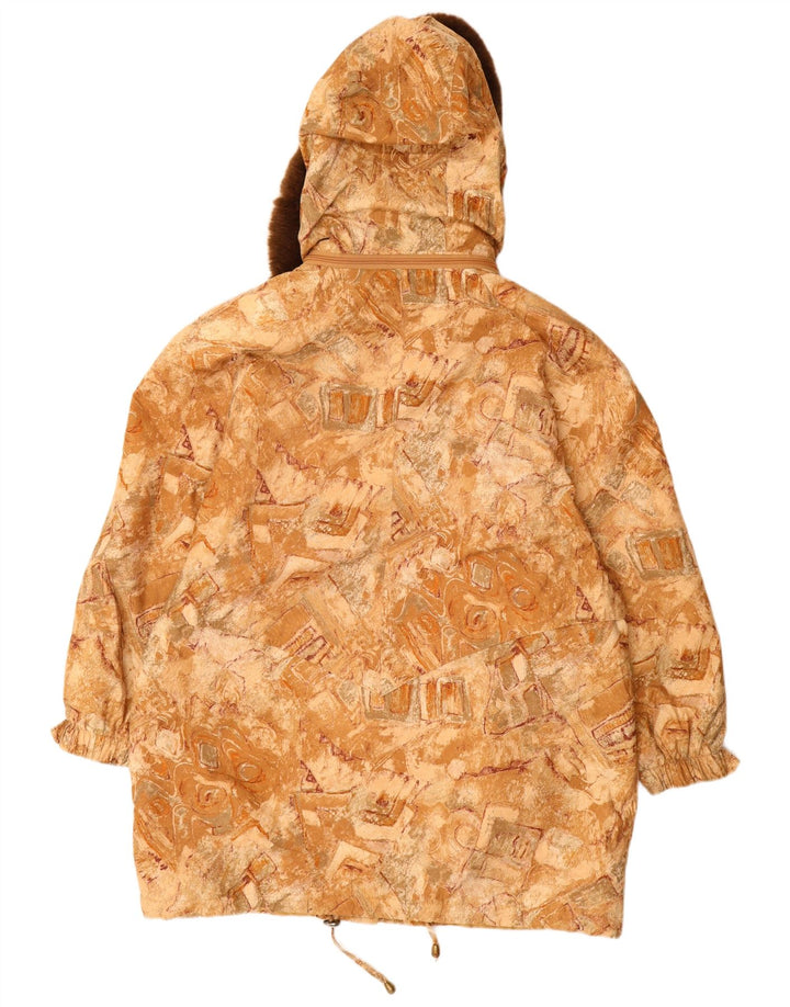 VINTAGE Mujer Con Capucha Cortavientos Abrigo Tamaño 22 3XL Beige Geométrico