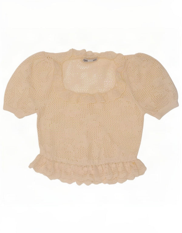 Zara Blusa de punto extragrande para mujer UK 10 Small Off White