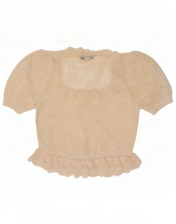 Zara Blusa de punto extragrande para mujer UK 10 Small Off White