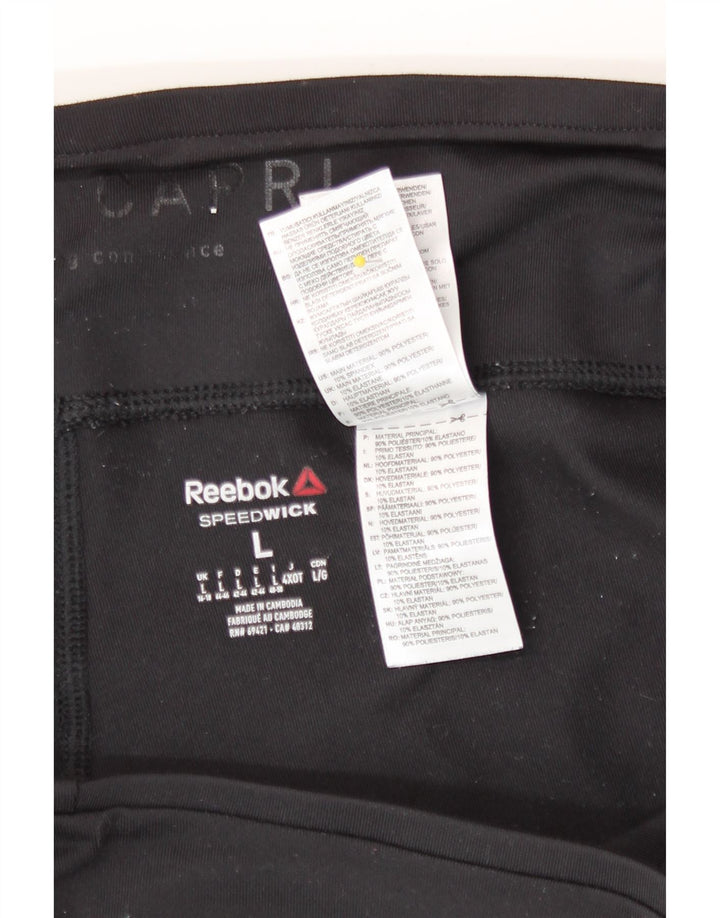 Reebok Leggings Capri para Mujer UK 16/18 Grande Negro Poliéster
