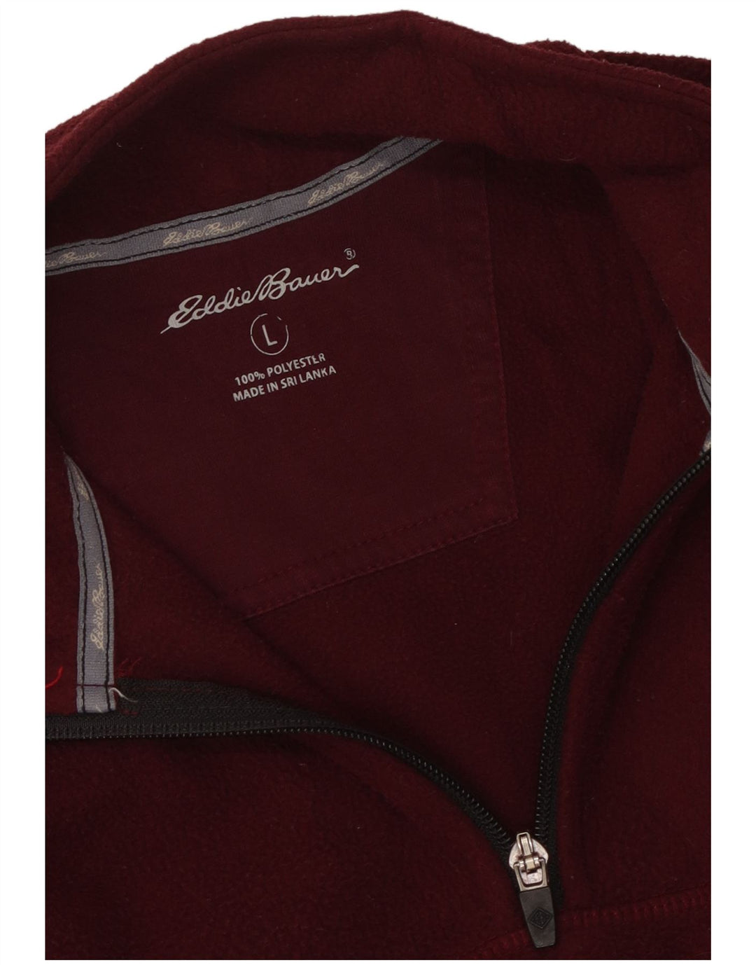 Eddie Bauer Jersey de forro polar con cuello y cremallera para hombre, poliéster granate grande